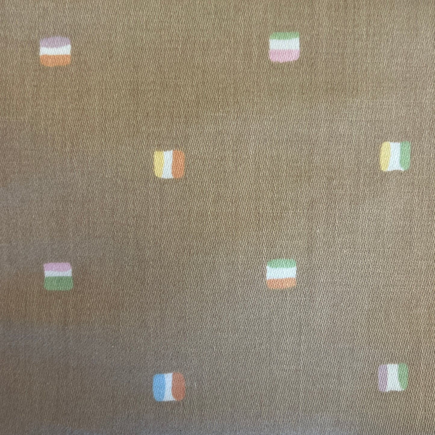 Tan & Multi-colored Squares Cotton Home Decor 4 yds