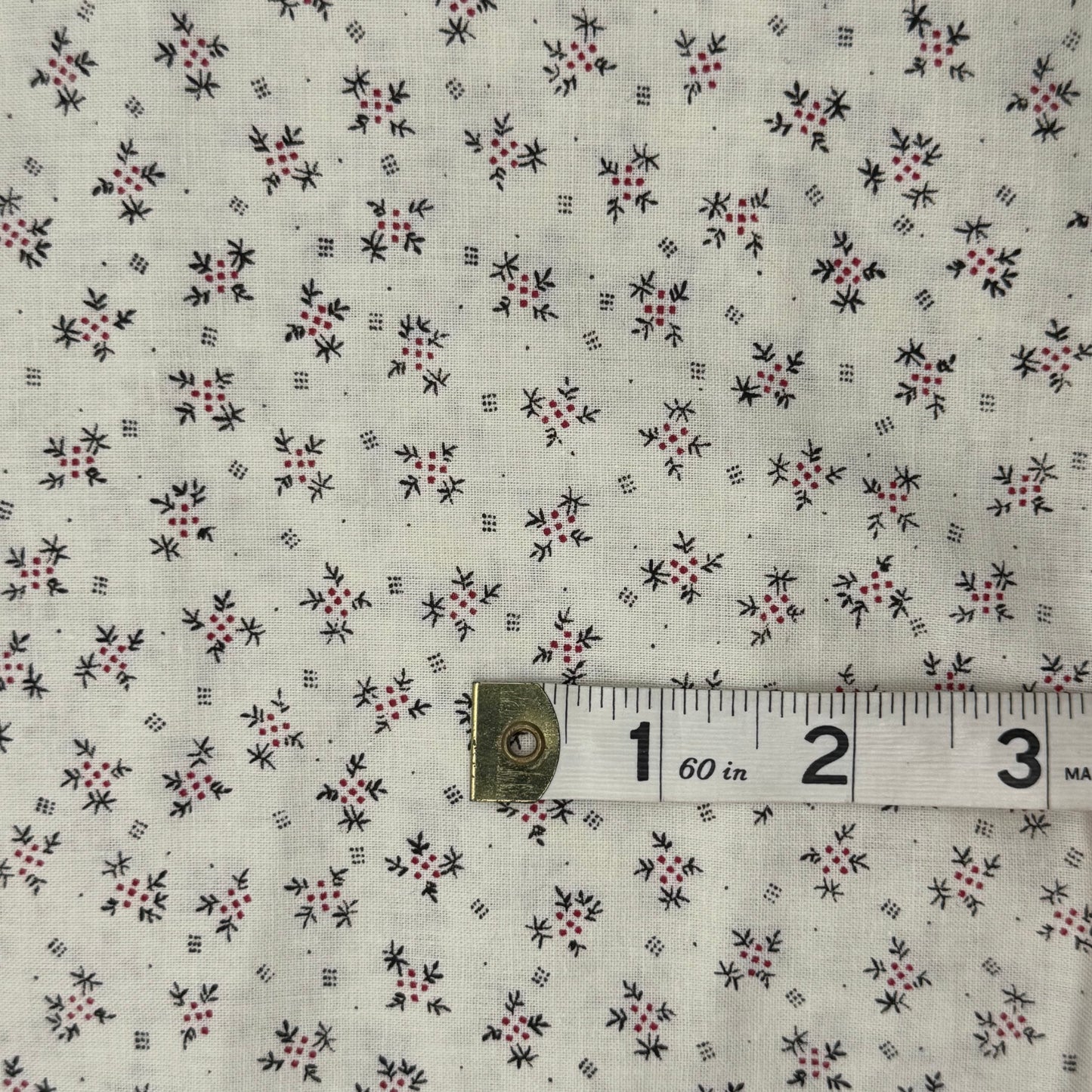 Black/Red Abstract Print on Ivory Cotton: 3 yds