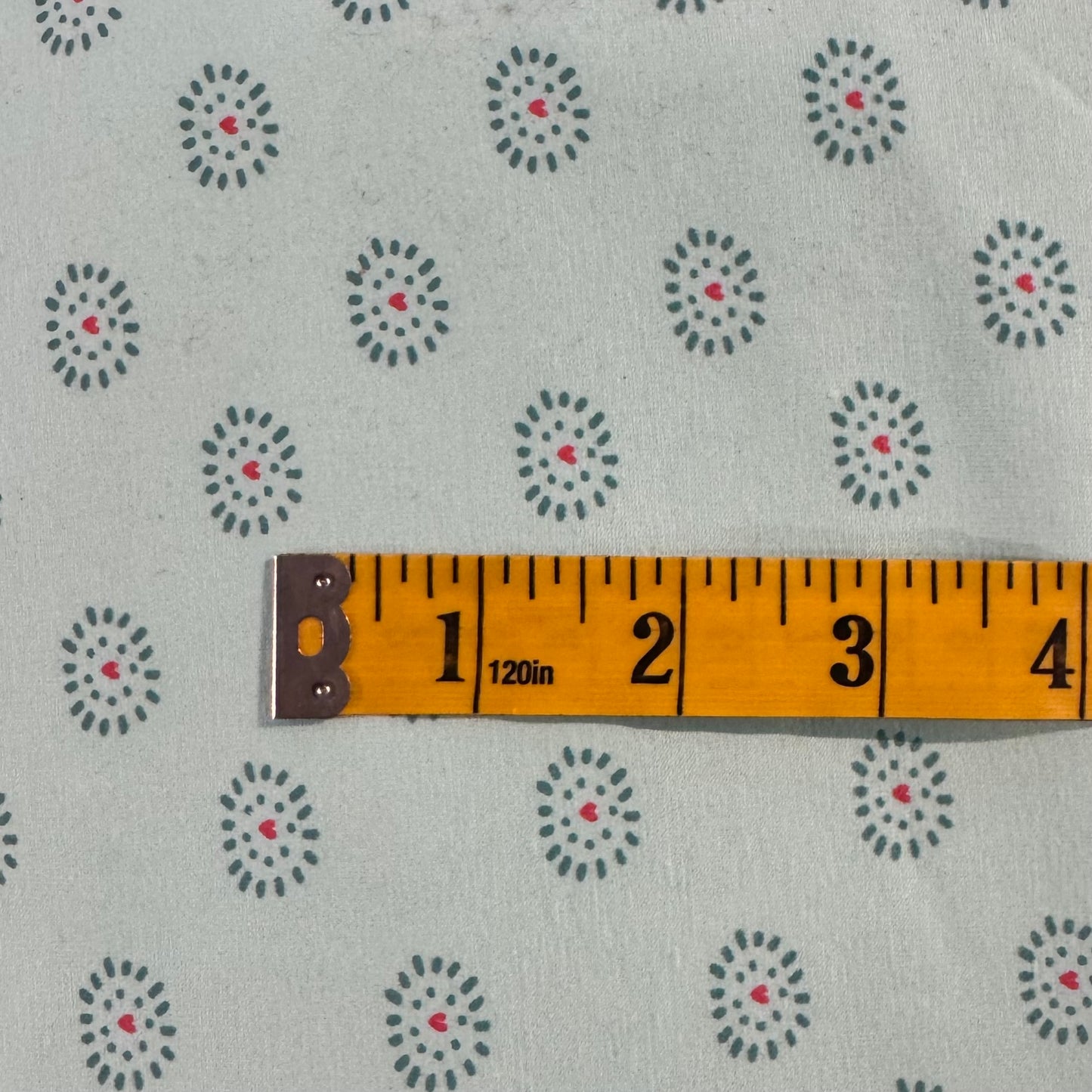 Mint Dots & Hearts Stretch Jersey: 2.5 yds