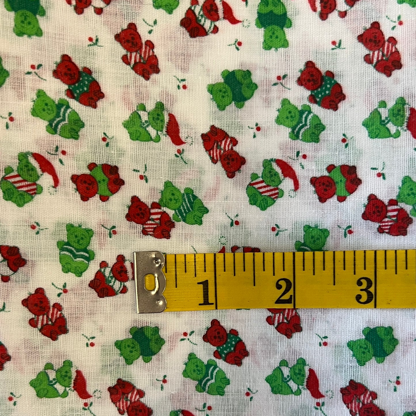 Red & Green Bears Cotton: 1 yd