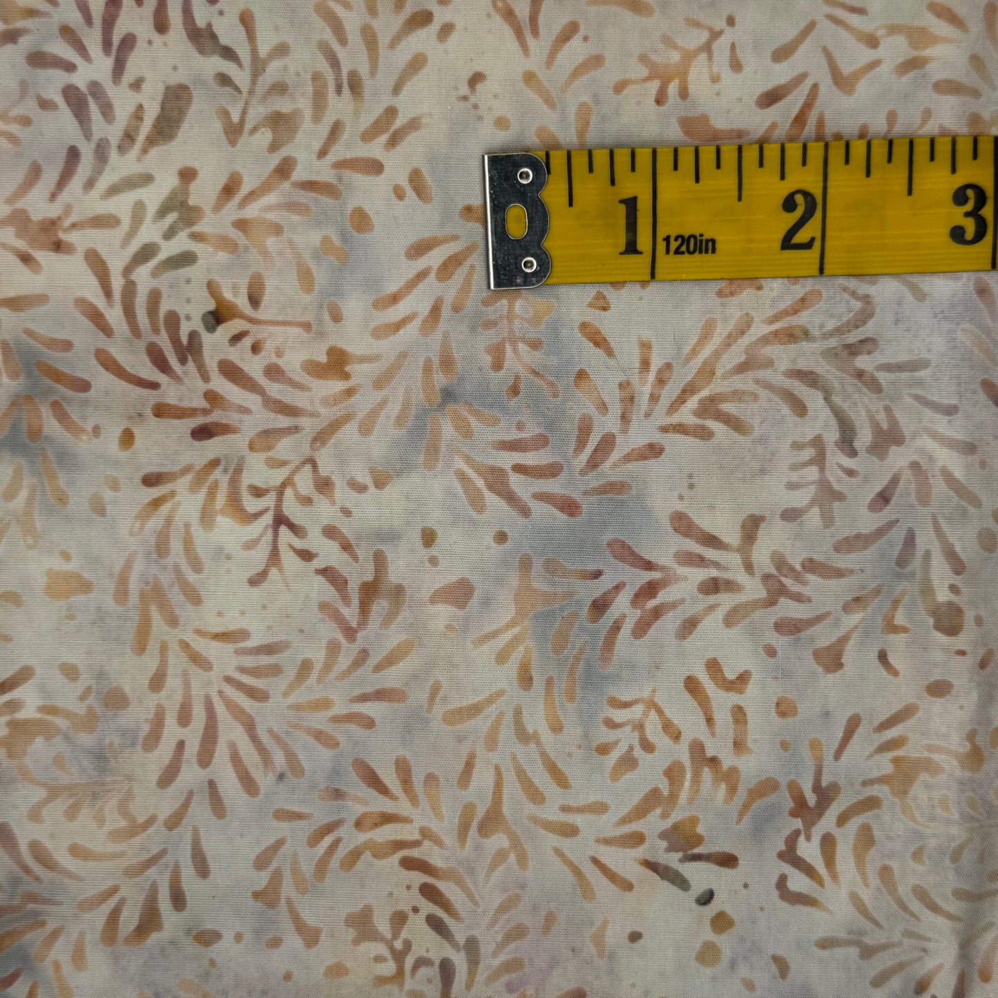 Cream & Tan Leaves Batik Cotton: 2.5 yds