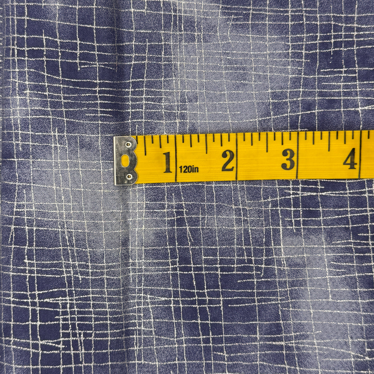Tonal Blue With Metallic Silver Crossmarks Cotton: 1 yd