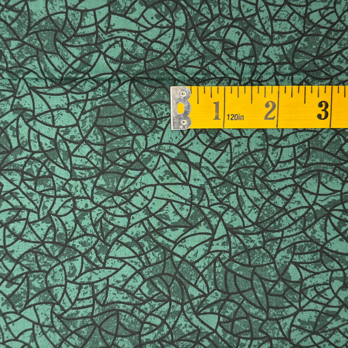 Tonal Green Stained Glass Effect Cotton: 1 yd