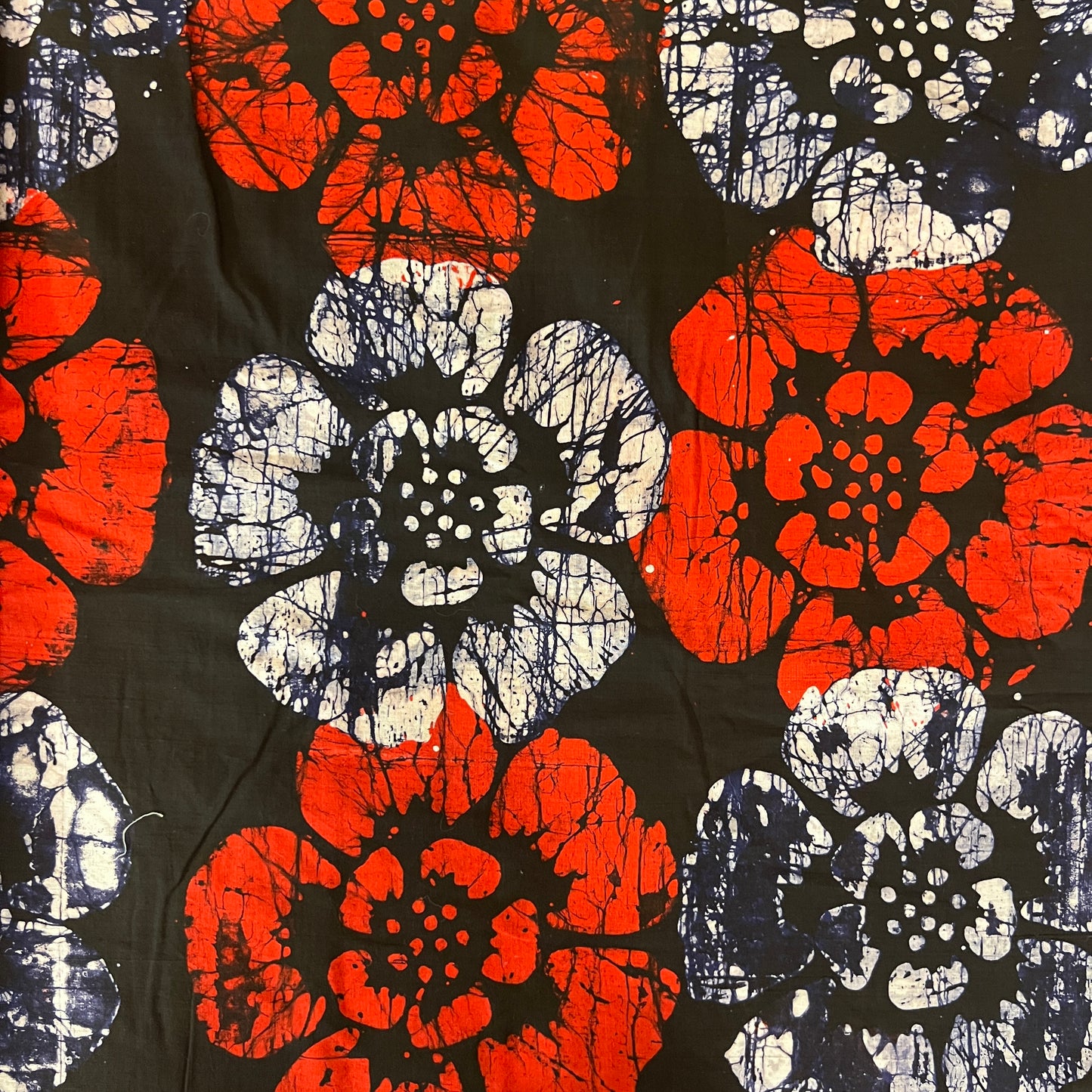 Red, White & Black Floral Cotton: 5 yds