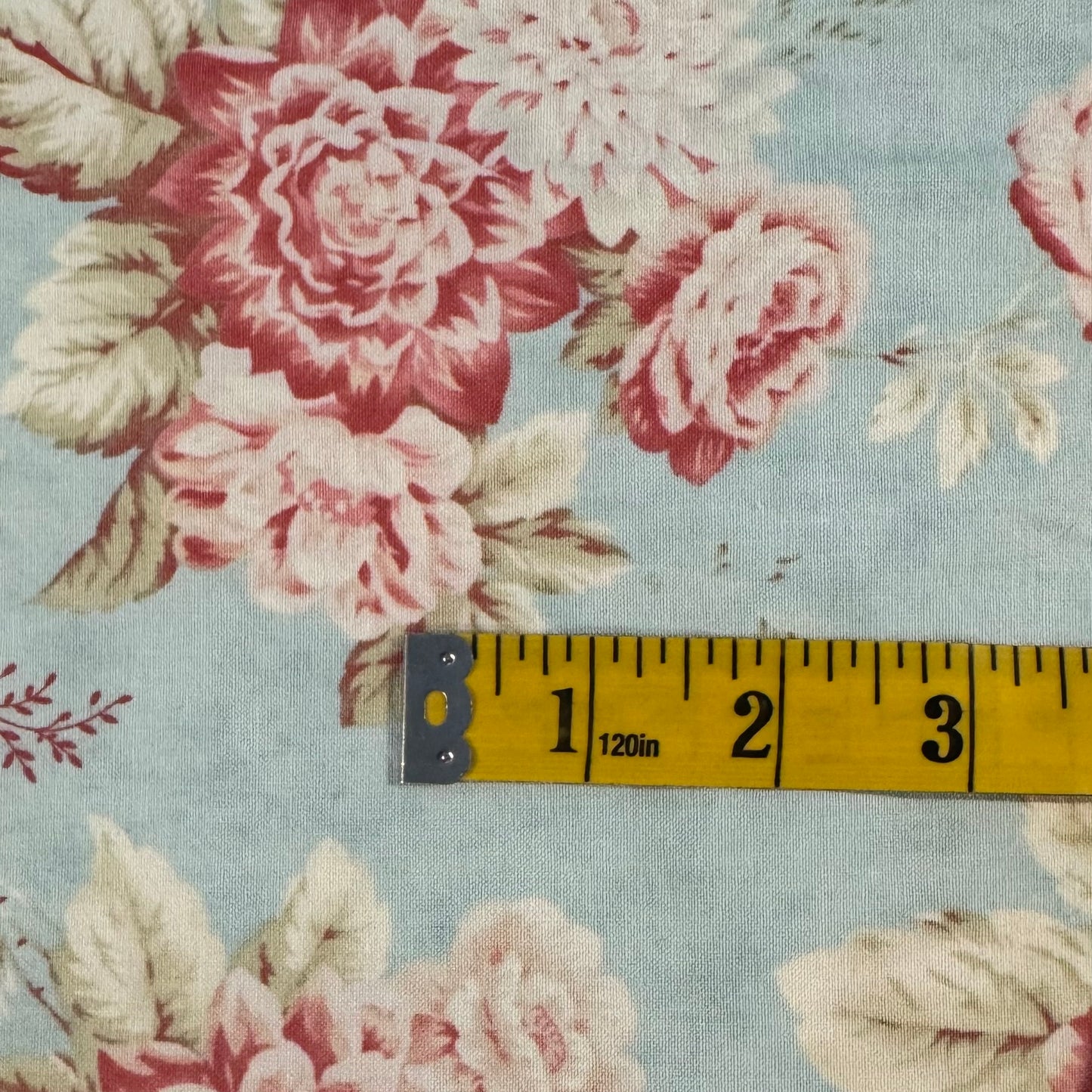 Light Blue & Pink Floral Cotton: 1 yds