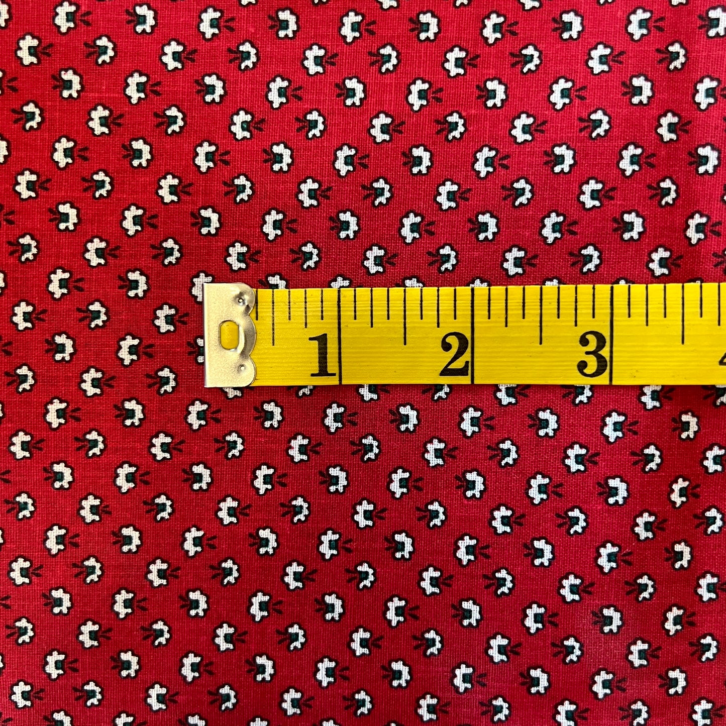 Red, Green & White Floral Cotton: 1.5 yds