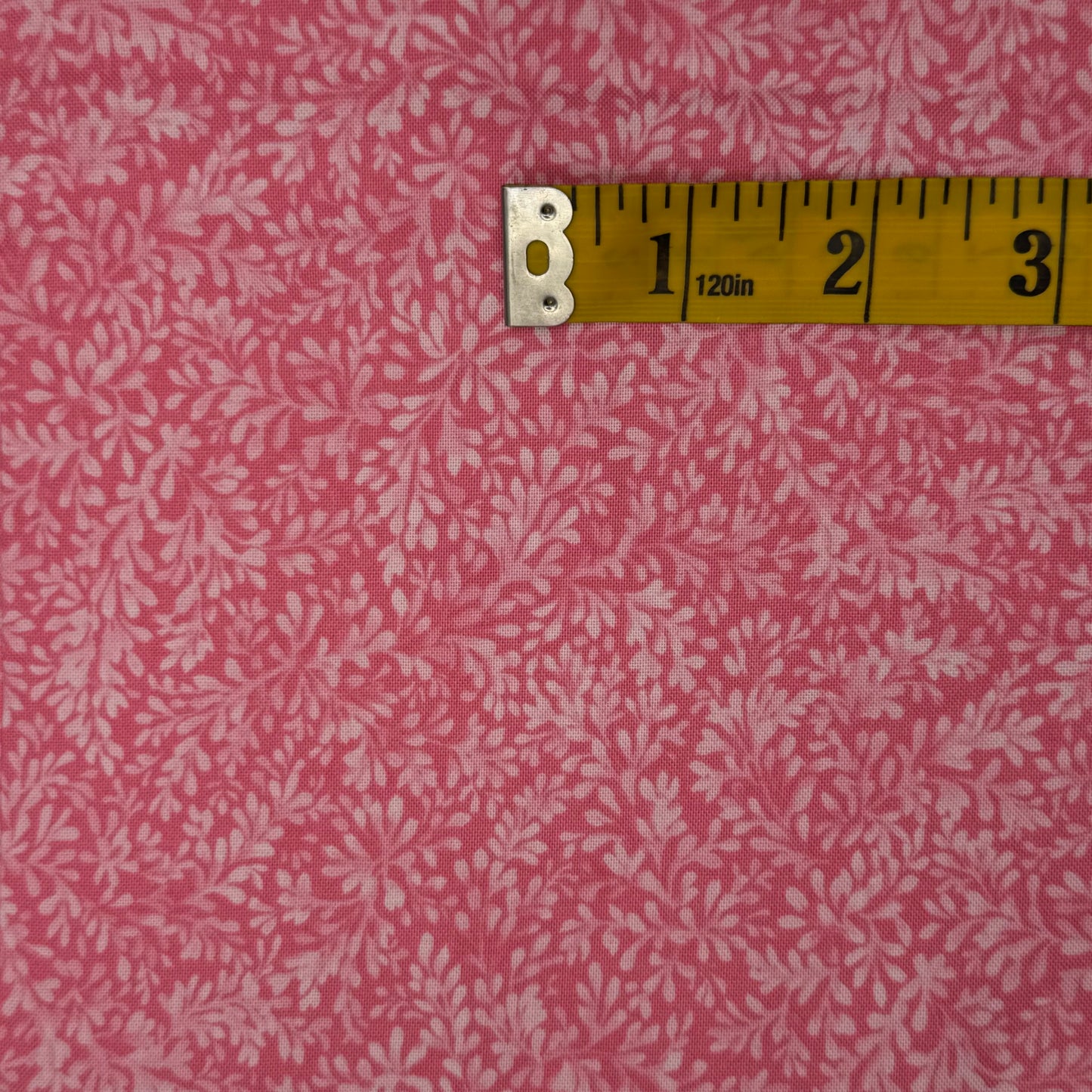 Pink With White Leaves Cotton: 1.5 yds