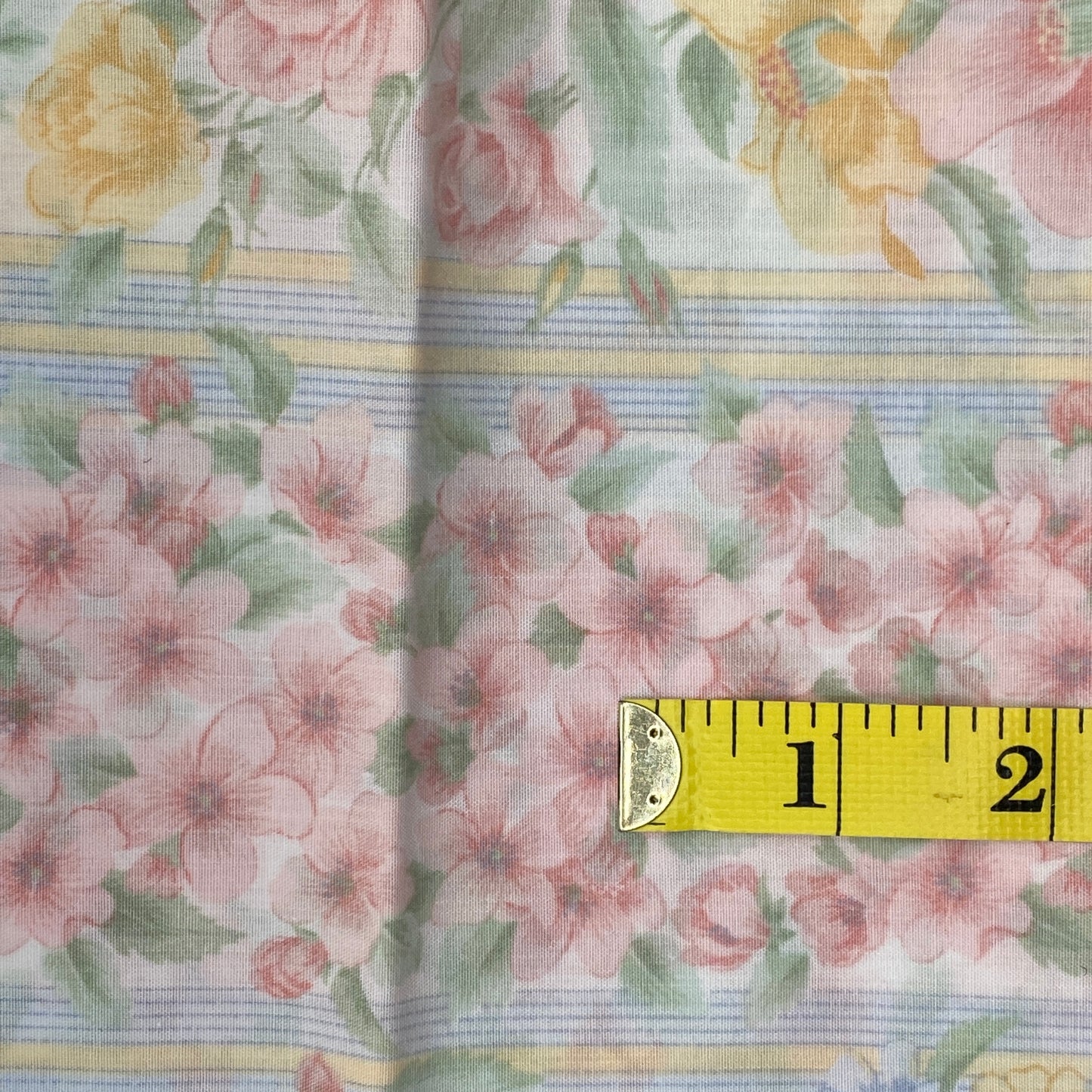 Pink, Blue & Yellow Striped Floral: 3 yds