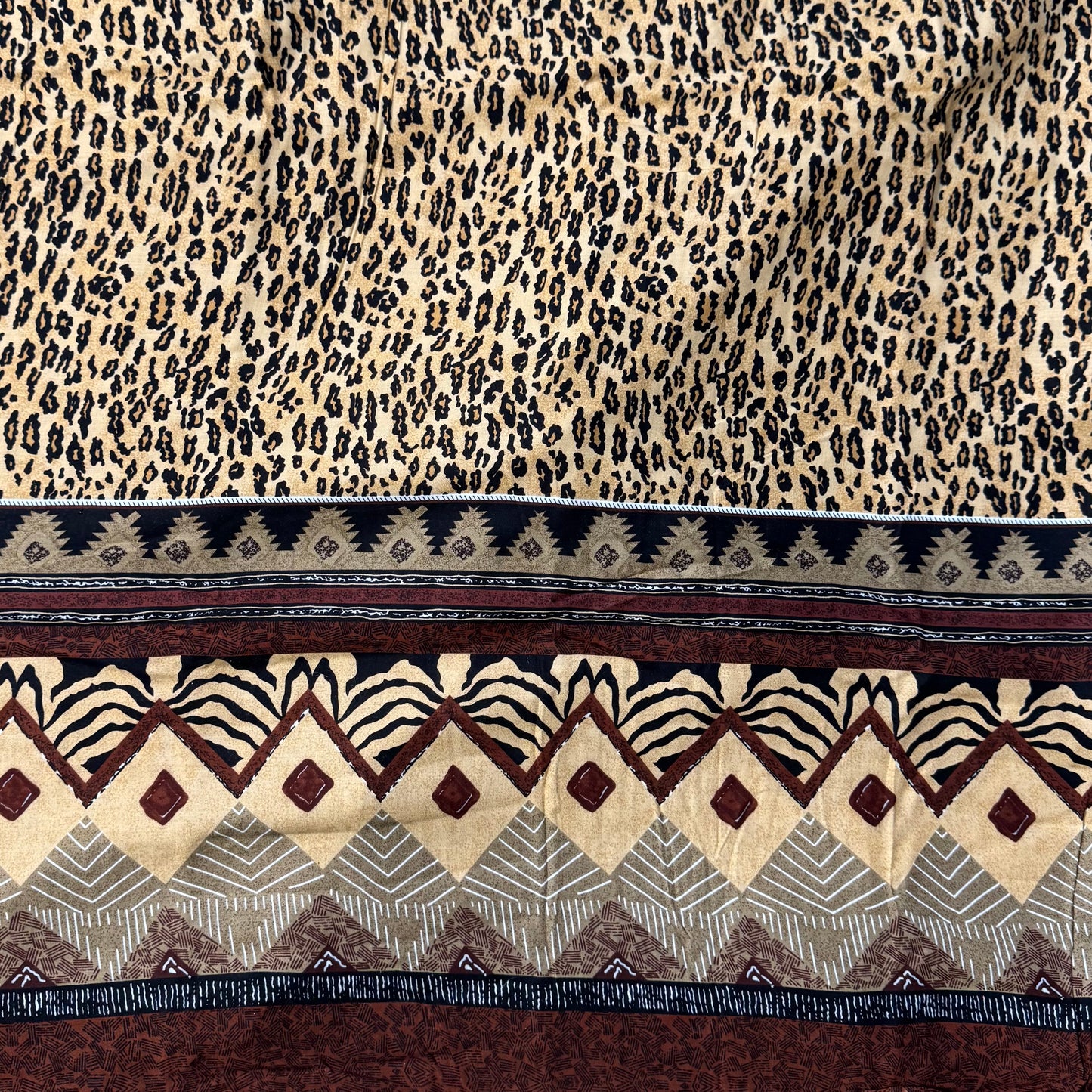 Neutral Tones Mixed Border Print Rayon: 3.5 yds