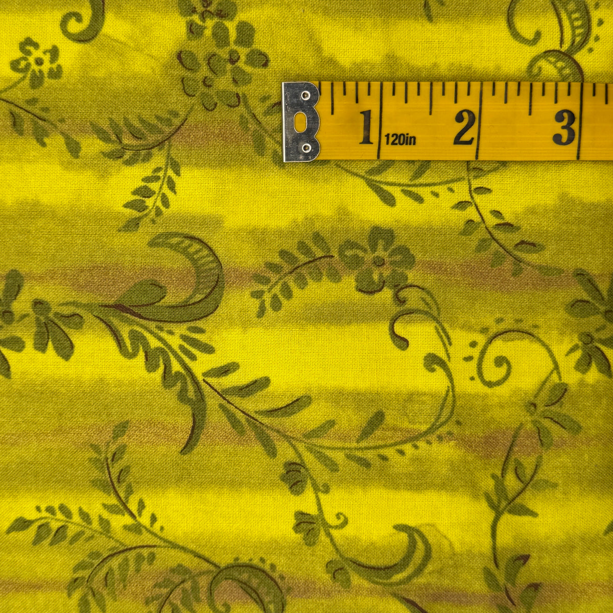 Tonal Green With Swirling Vines Cotton Blend: 2 yds
