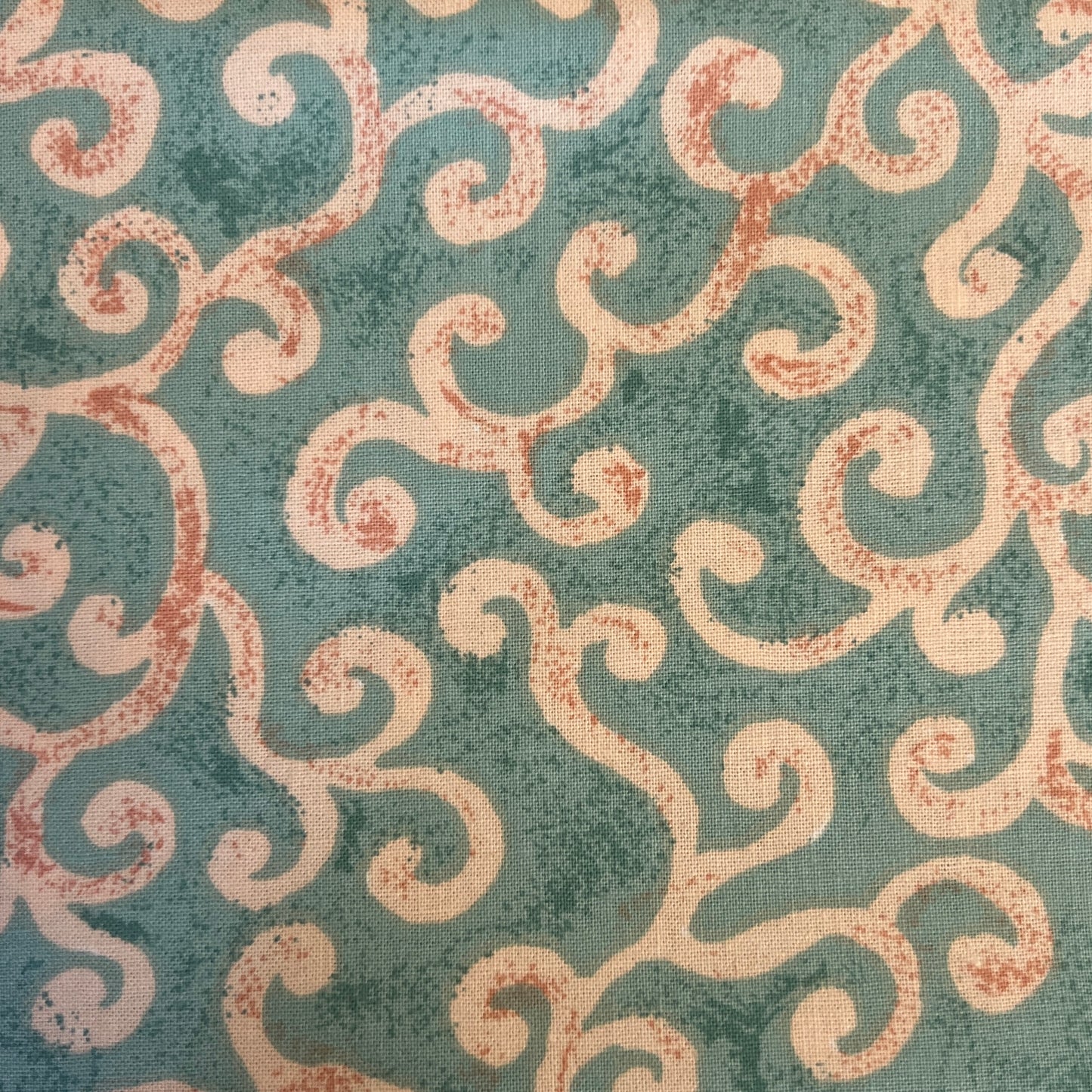 Aqua & Pink Swirl Cotton Home Decor: 3 yds