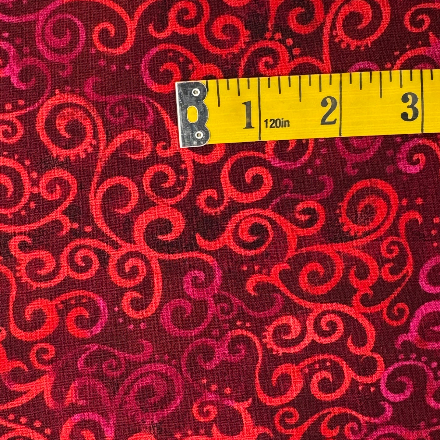Red & Purple Swirling Vines Wide Back Cotton: 2 yds