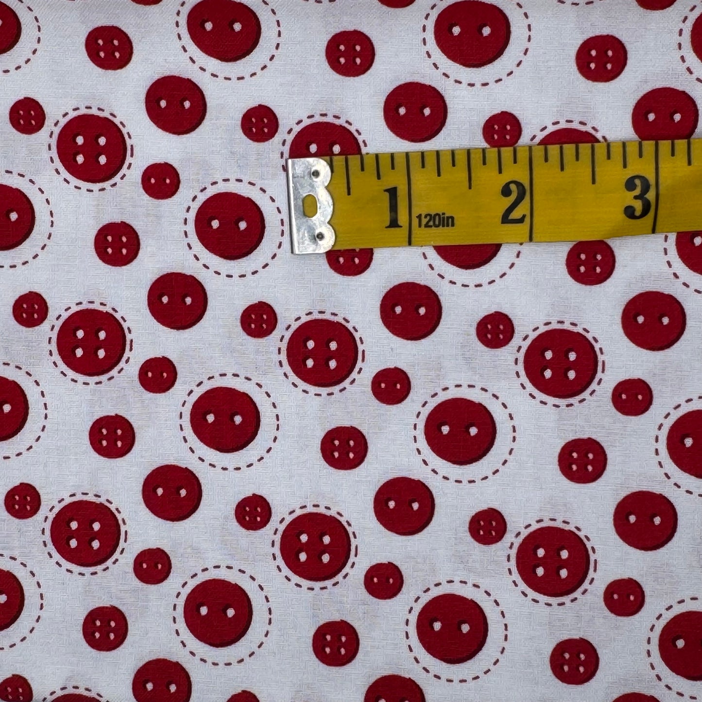 Red Buttons Cotton: 1.5 yds
