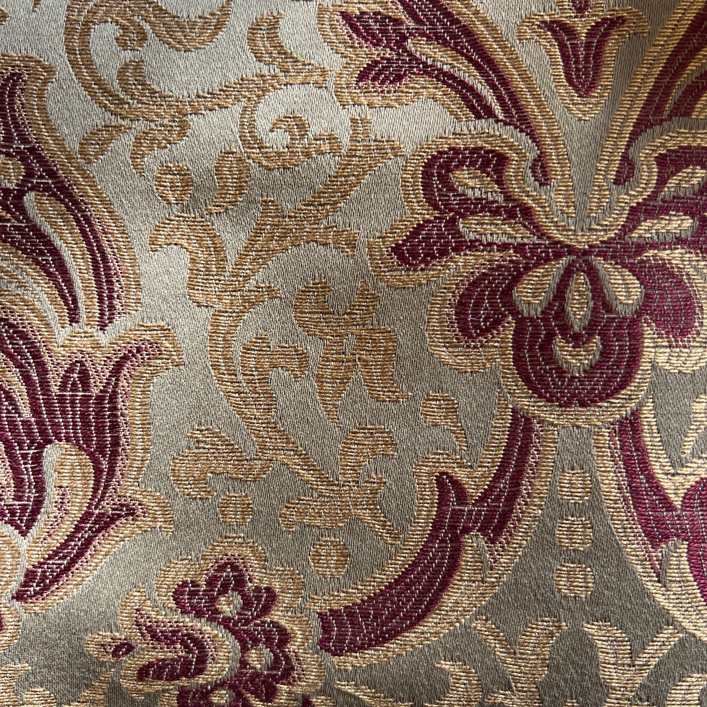 Olive & Maroon Damask Upholstery: 2.5 yds