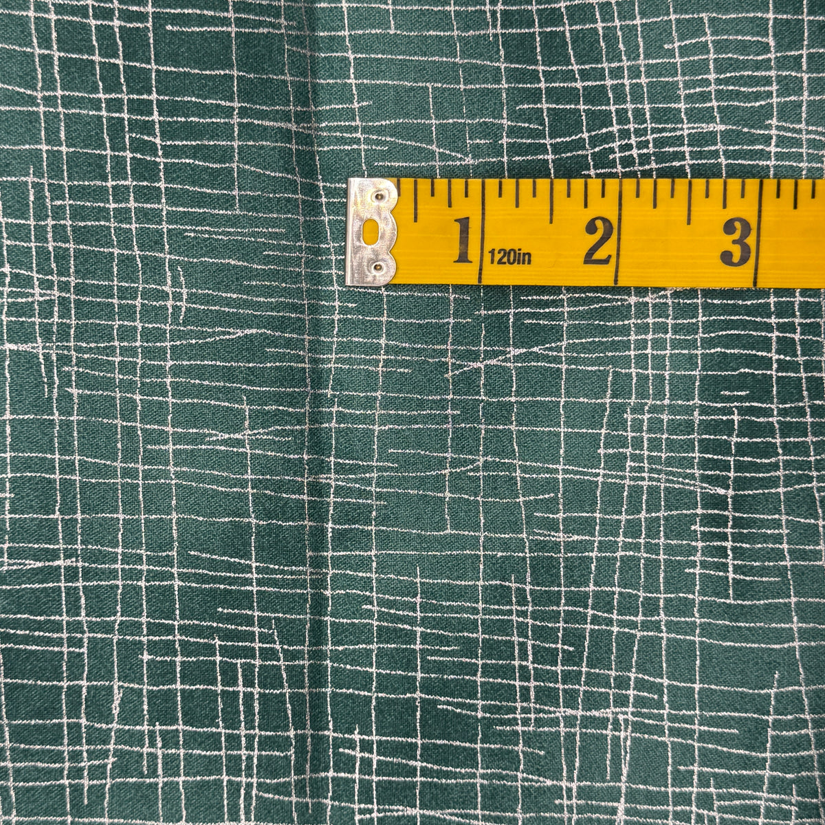 Tonal Green With Metallic Silver Crossmarks Cotton: 1 yd