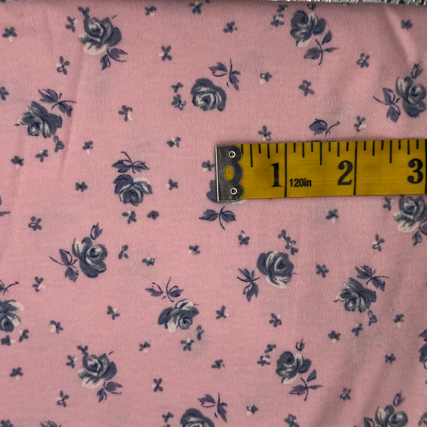 Pink With Purple Floral Jersey: 1 yd