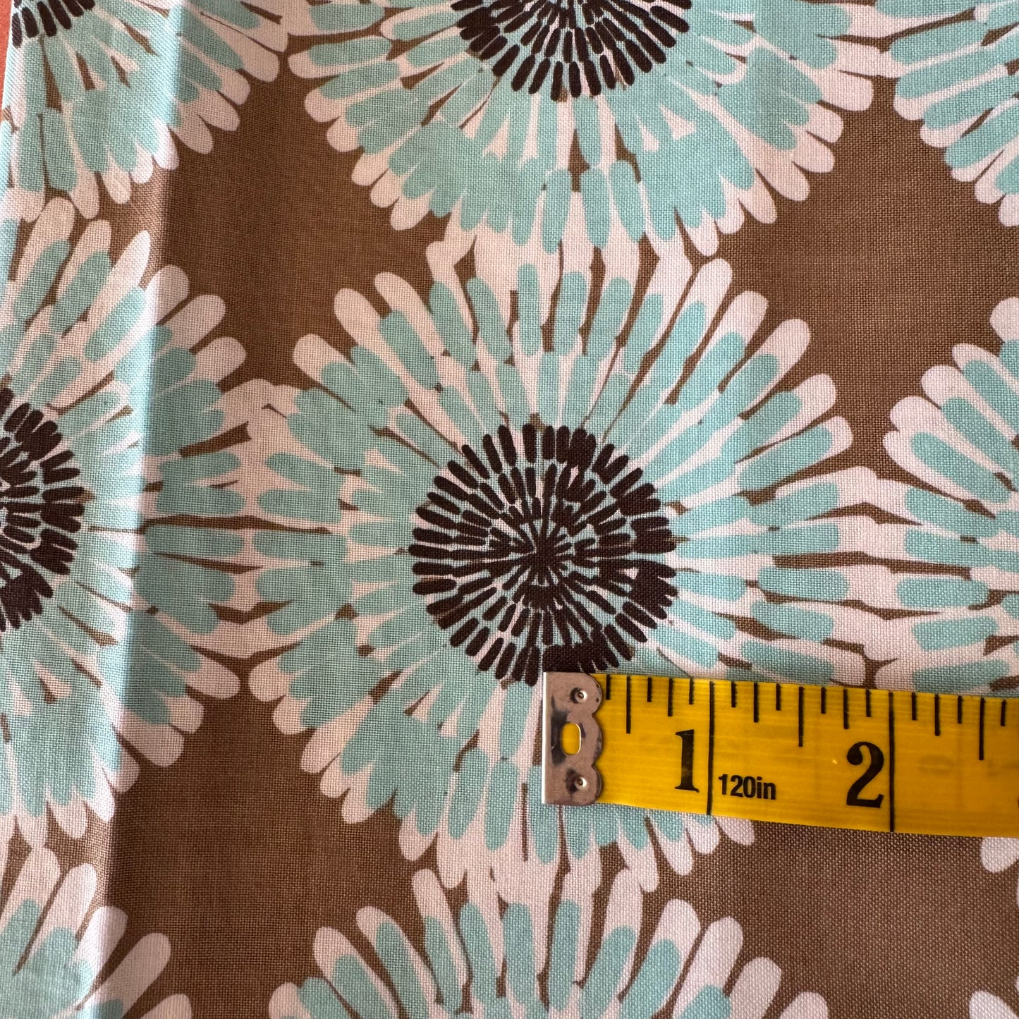 Aqua Floral Cotton: 1 yd