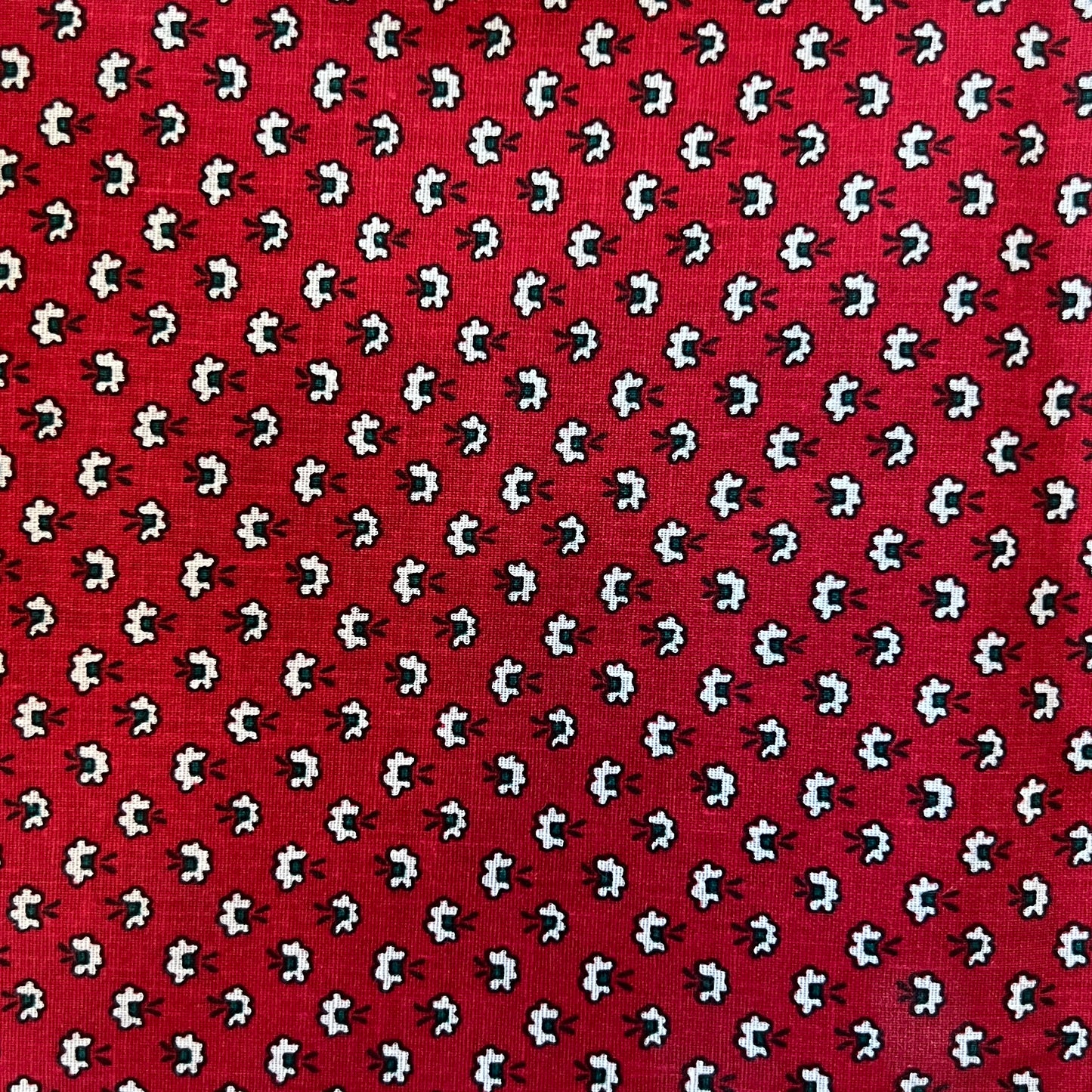 Red, Green & White Floral Cotton: 1.5 yds
