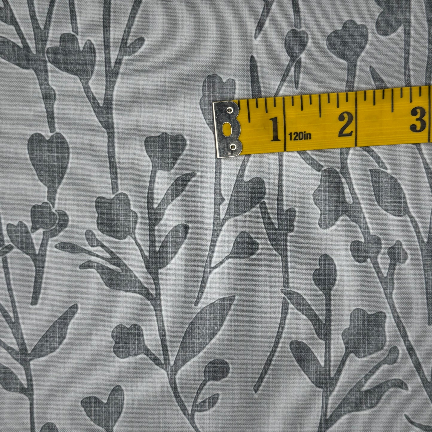 Tonal Grey Leaves Cotton: 1.5 yds