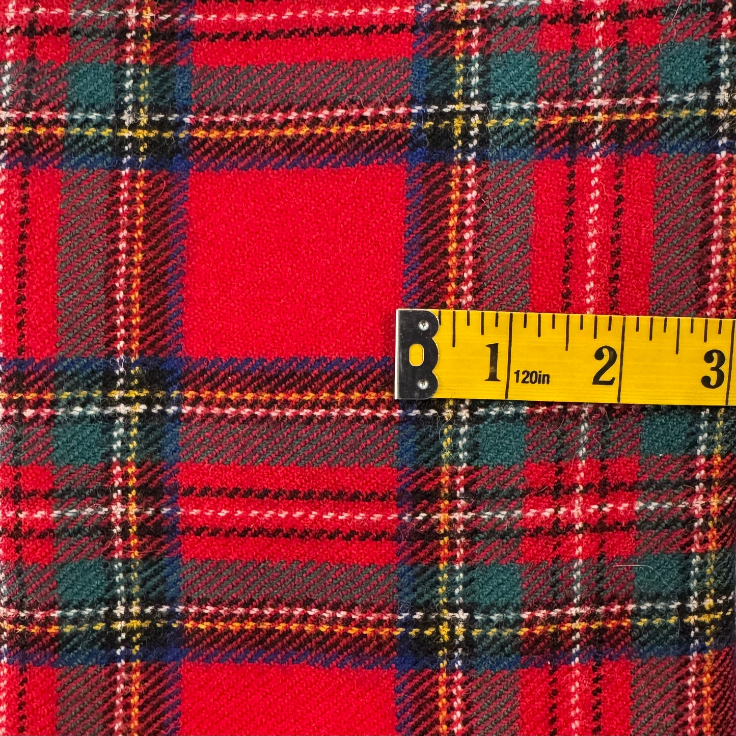 Red, Green & Blue Plaid Wool Blend: 1 yd