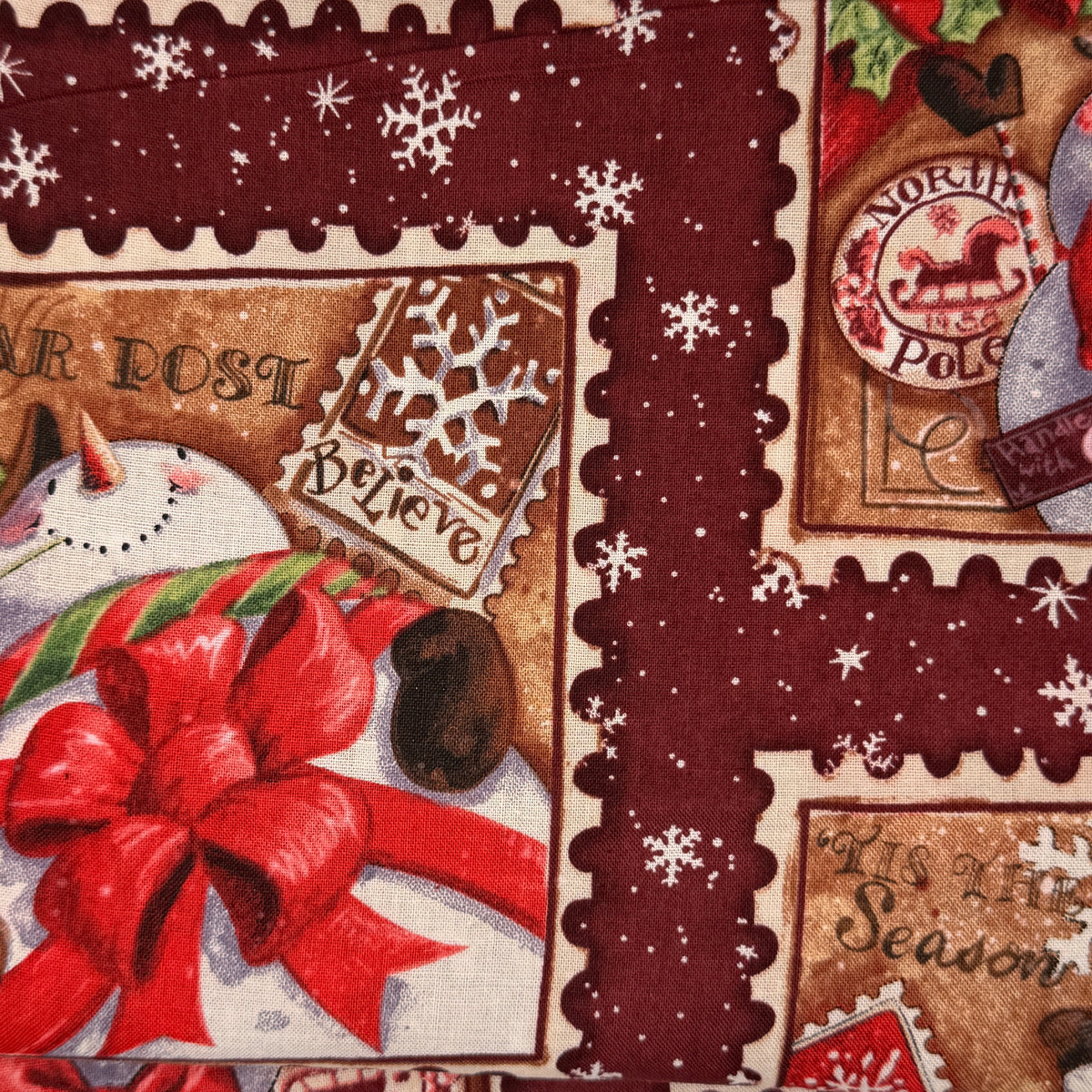 Snowmen Stamps Cotton: 2 yds