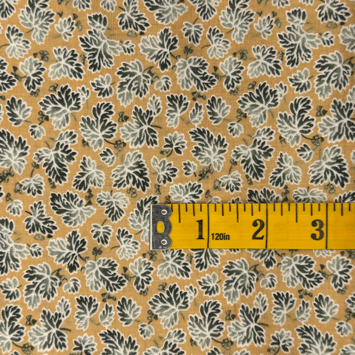 Tan With Gray Tonal Floral Cotton: 2 yds