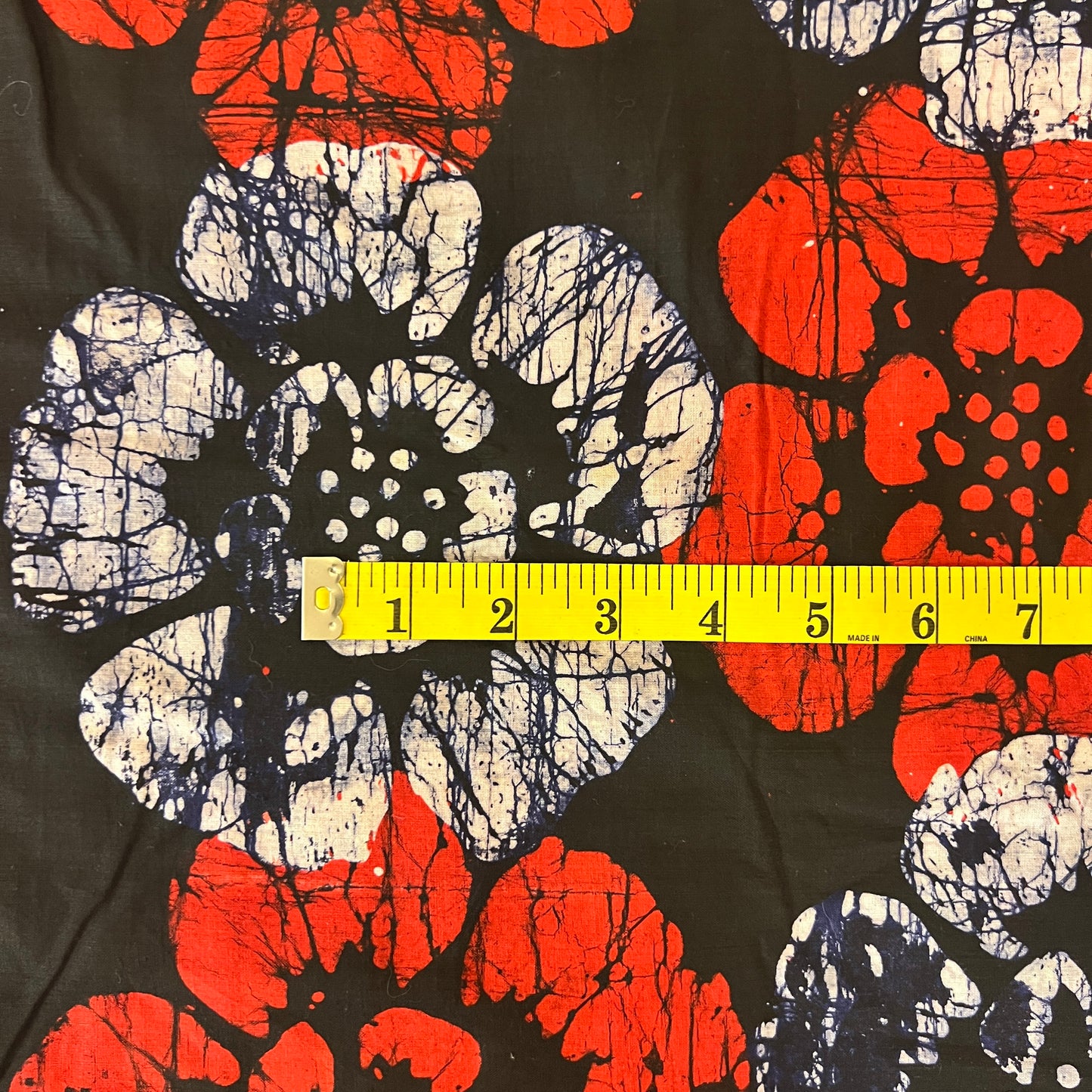 Red, White & Black Floral Cotton: 5 yds