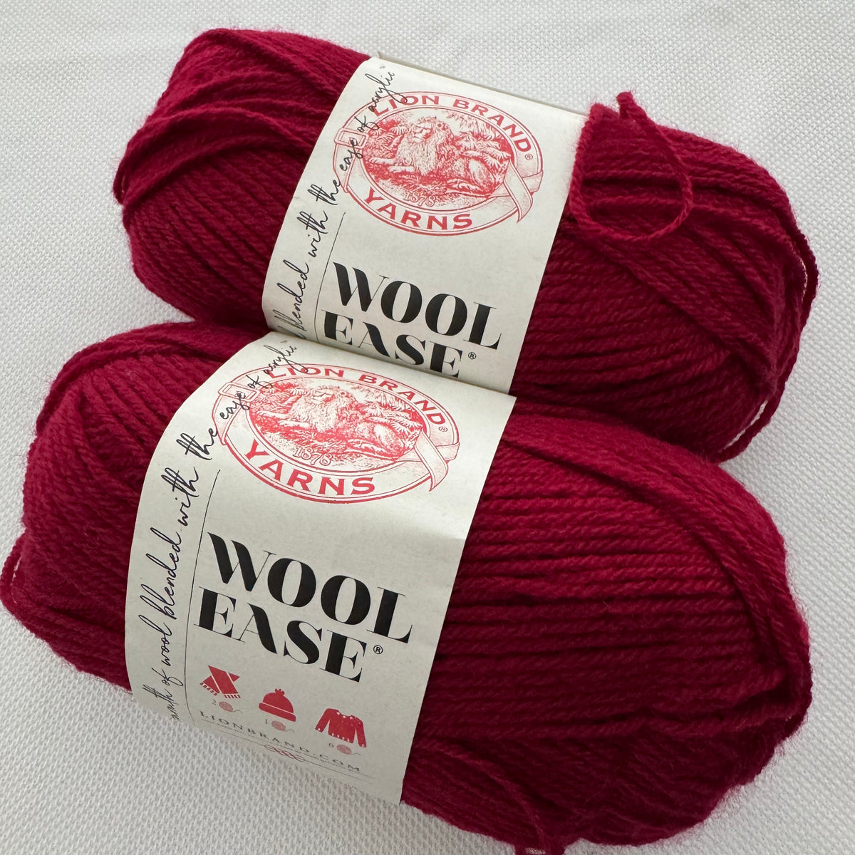 Lion Brand Wool Ease Yarn in Cranberry: 2 Skeins
