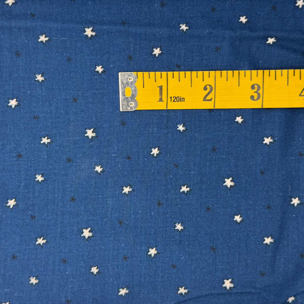 Navy With White & Black Stars Cotton Blend: 1 yd