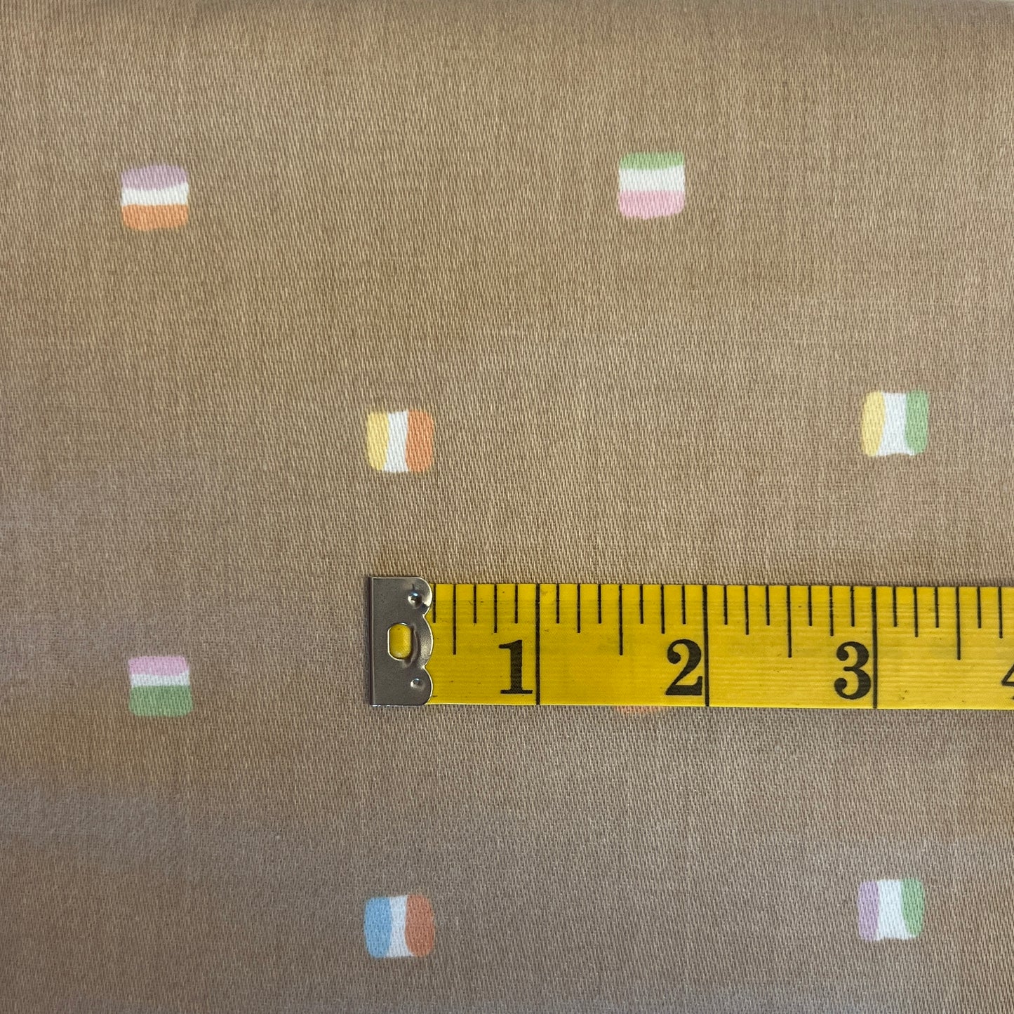 Tan & Multi-colored Squares Cotton Home Decor 4 yds
