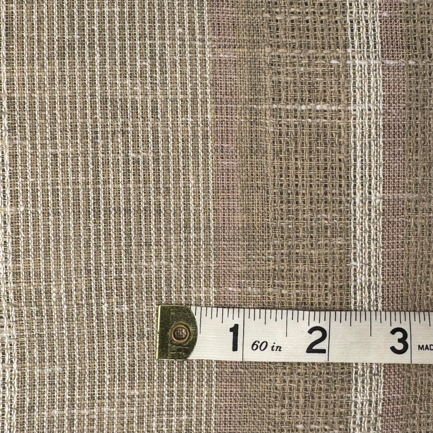 Tan/Ivory/Pale Pink Loose Weave Home Decor Cotton Blend: 3 yds