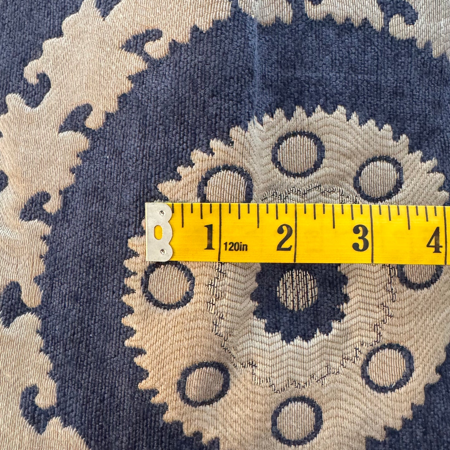 Blue & Cream Fancy Embroidered Heavyweight Home Decor: 2 yds