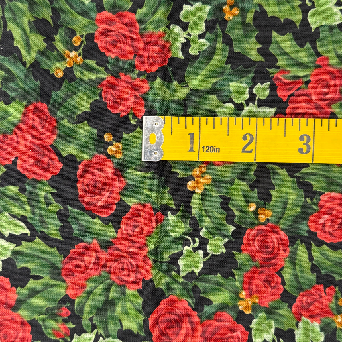 Winter Roses Cotton: 1 yd