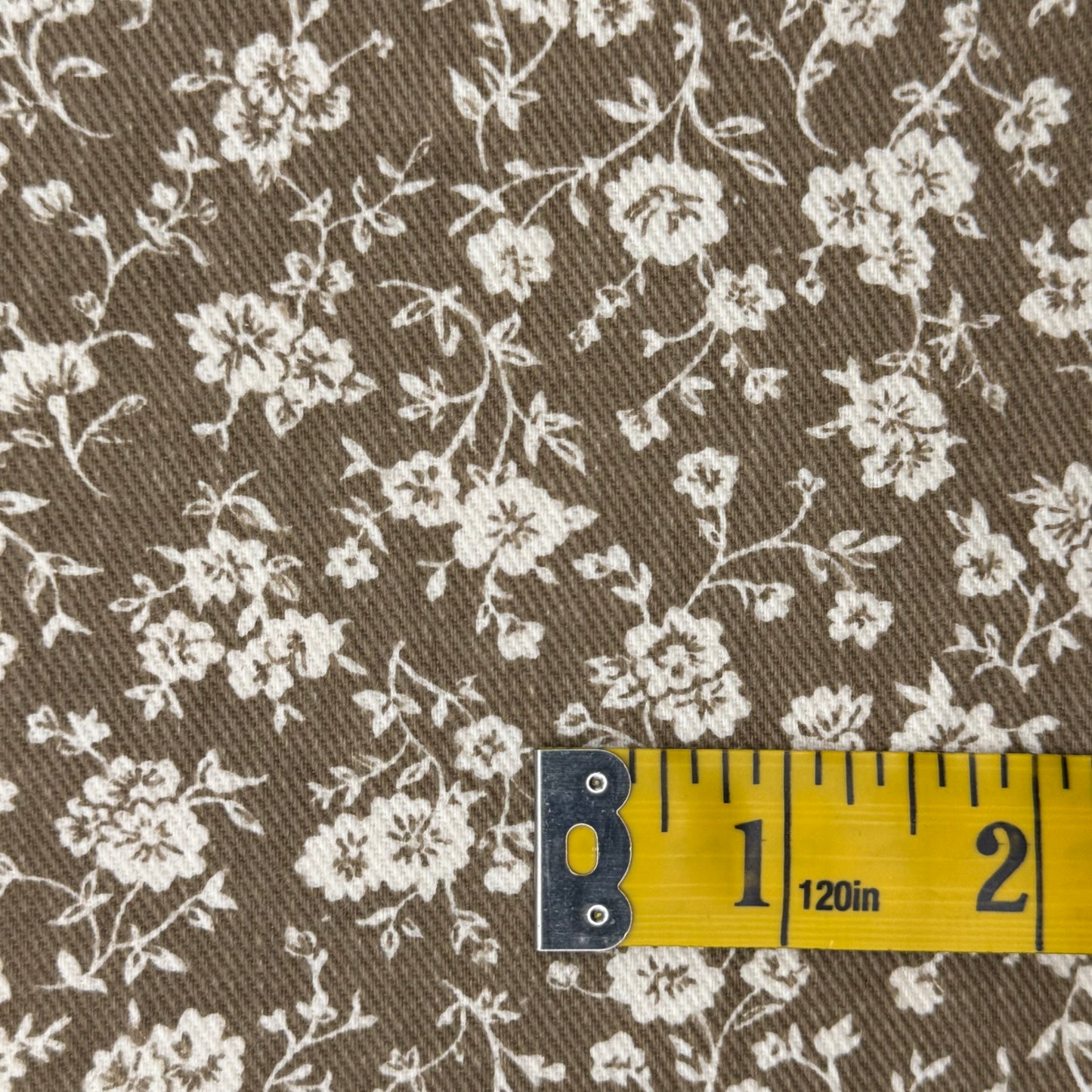 Cream Floral Cotton Twill Blend: 2.5 yds