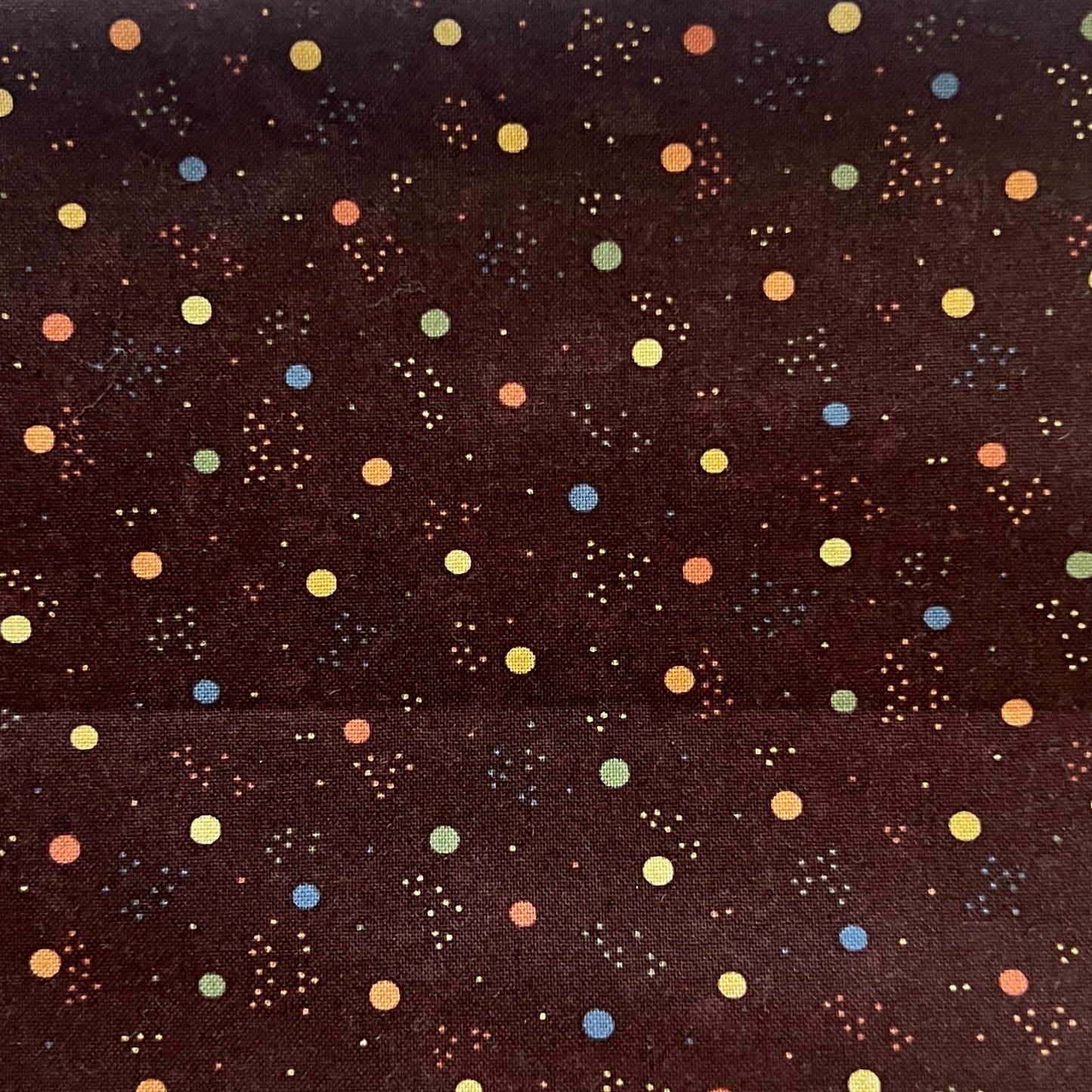 Brown With Multicolored Dots Cotton: 2.5 yds