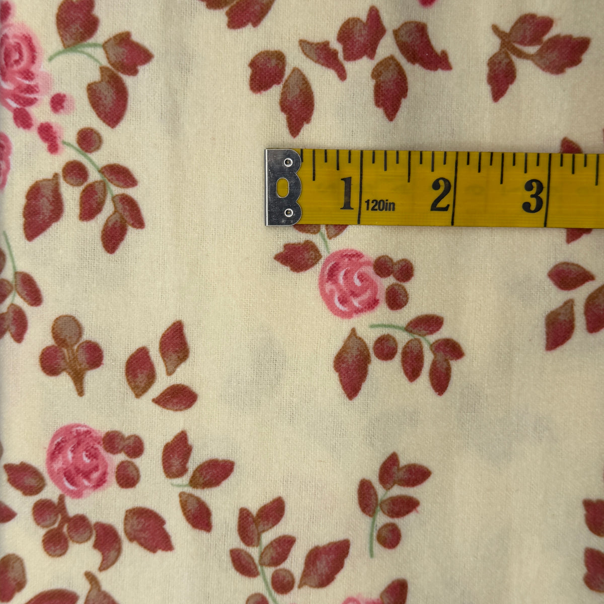 Cream With Pink Floral Flannel: 1.25 yds