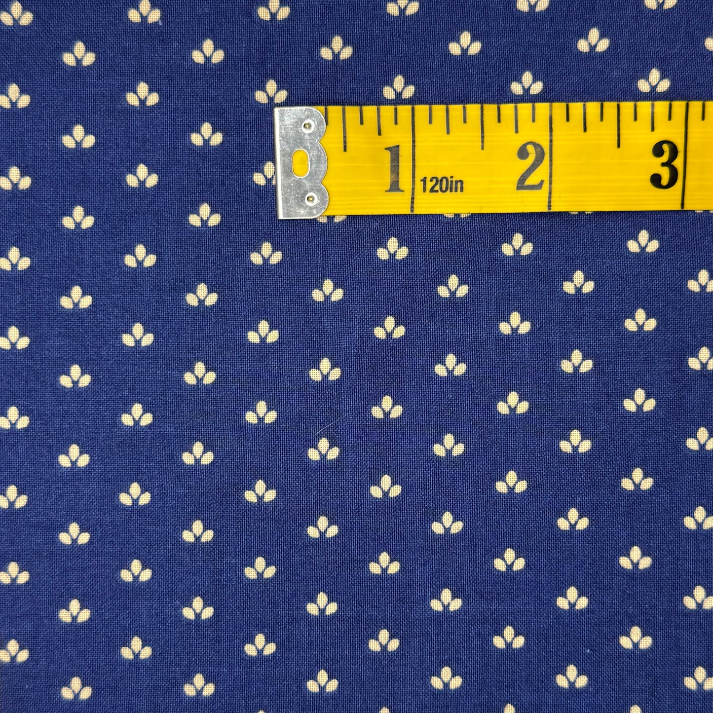 Blue Cream Raindrops Cotton Blend: 2.5 yds