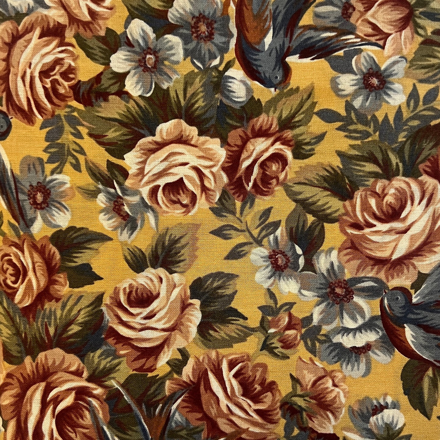 Blue & Pink Floral Cotton: 4 yds