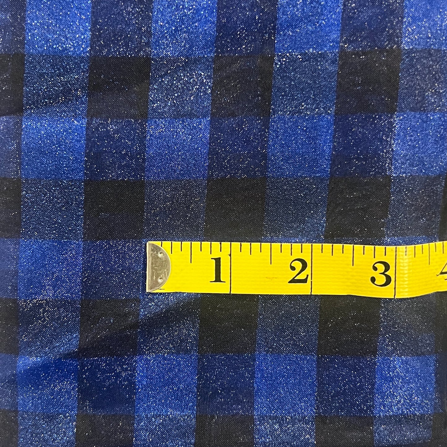 Shiny Blue Buffalo Check Polyester