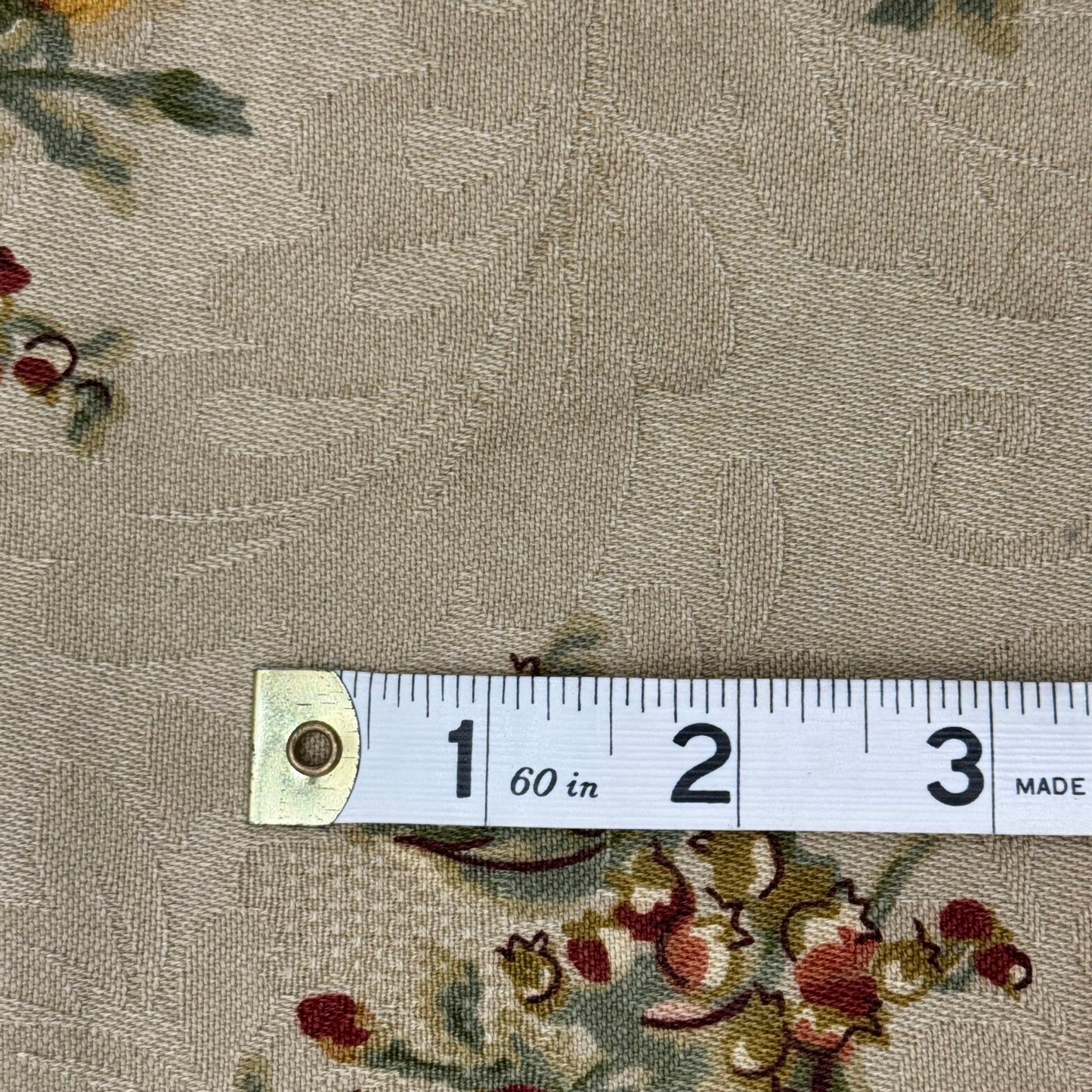 Tan with Floral Print Jacquard Weave Home Decor Cotton: 1.5 yds