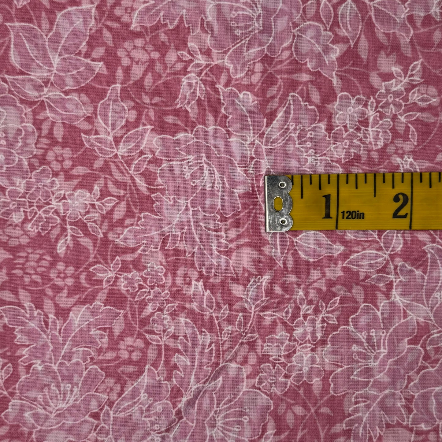 Pink & White Floral Cotton Blend: 1.25 yds