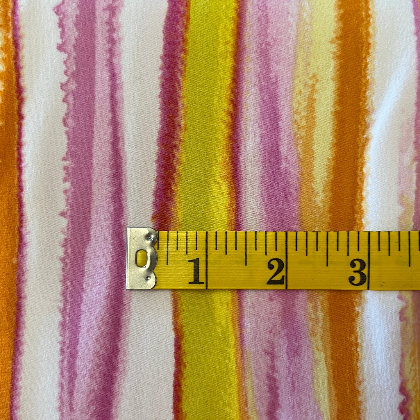 Pink, Orange & Yellow Striped Stretch Jersey: 3 yds