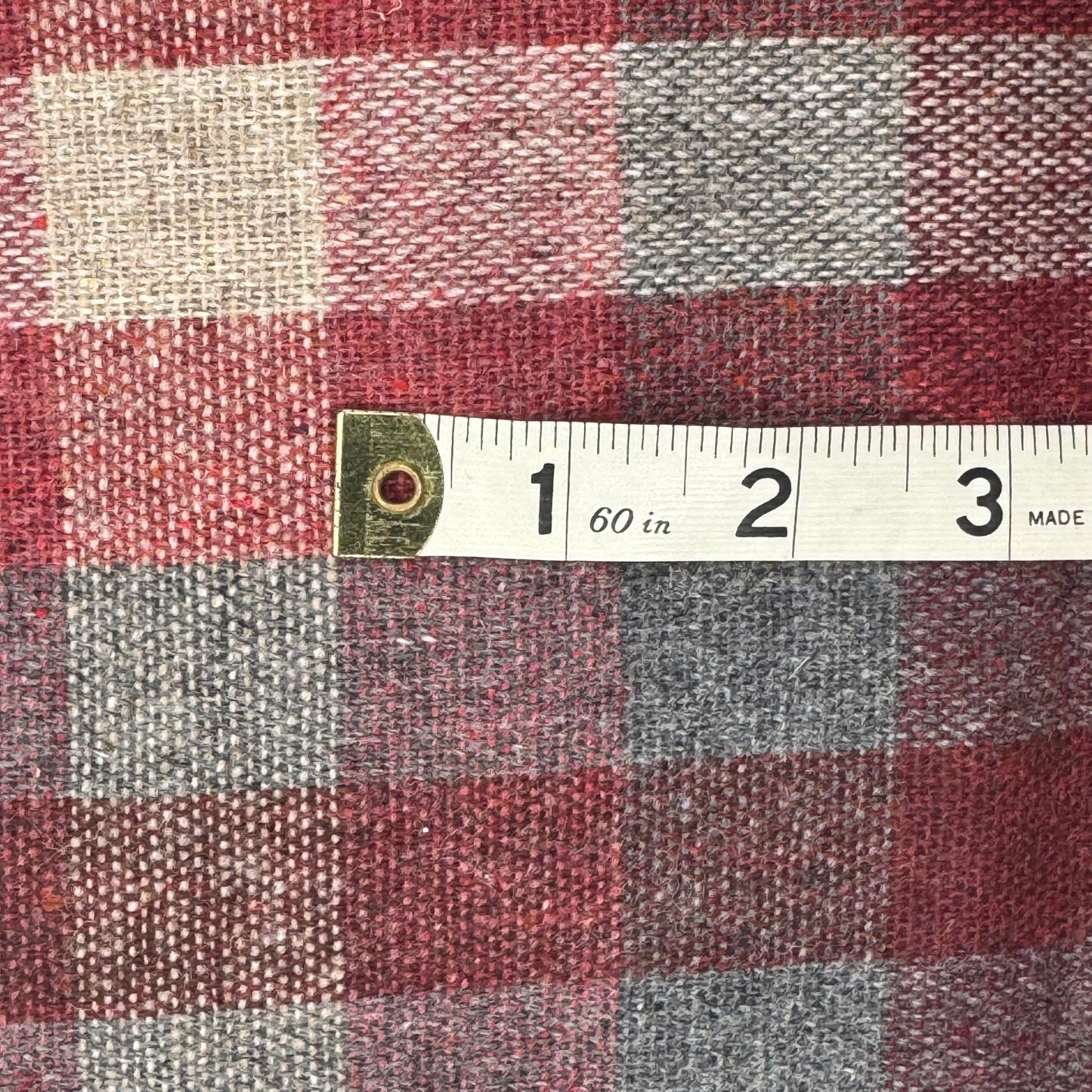 Muted Multicolor Loose Weave Checked Home Decor Wool Blend: 2.5 yds