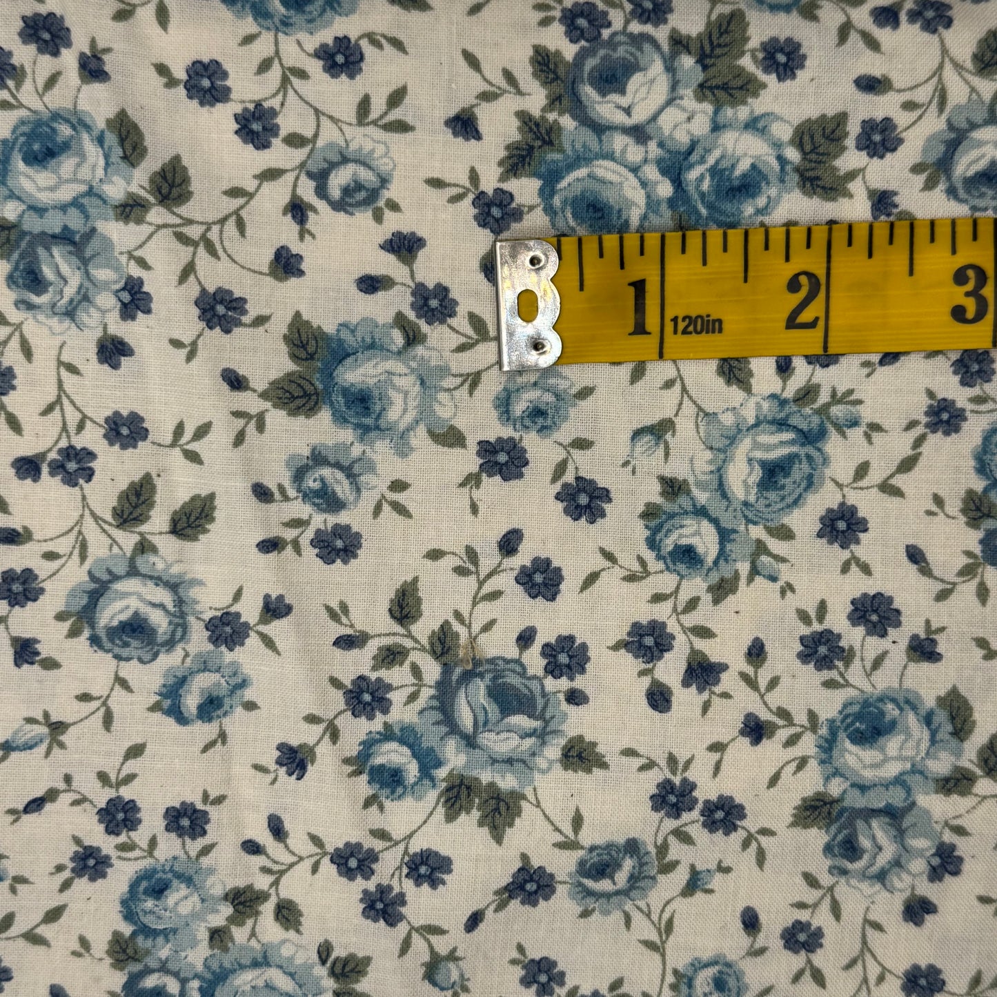 Light Blue Fancy Floral Cotton Blend: 2 yds