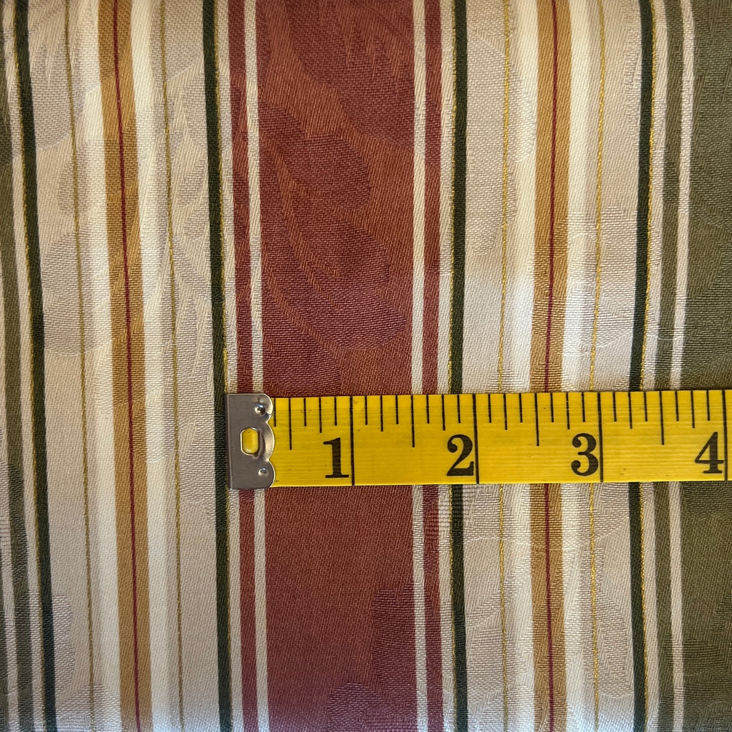 Dusty Rose, Green, Tan Striped Home Decor: 3 yds