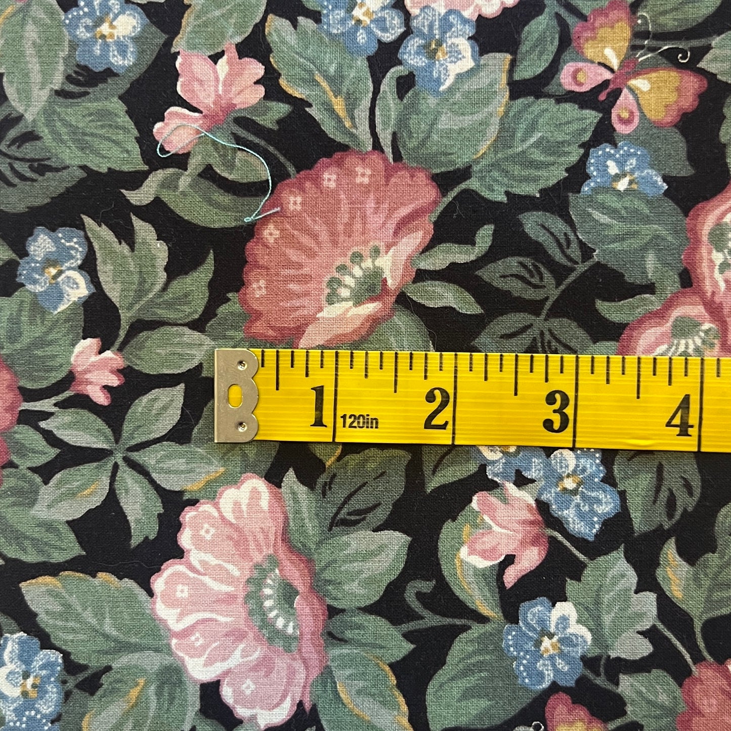 Blue & Pink Floral Cotton: 5 yds