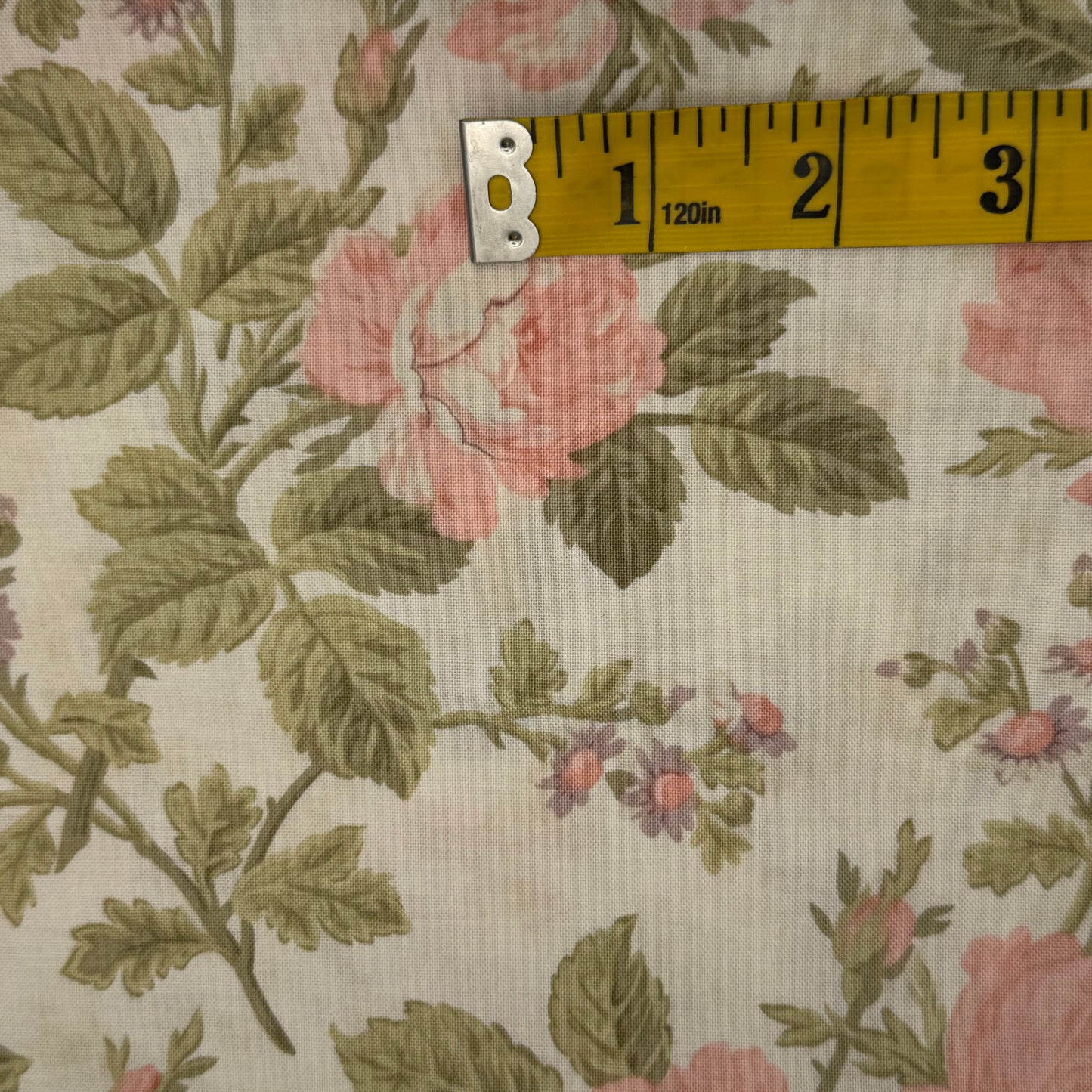 Cream With Light Pink Floral Cotton: 1.5 yds