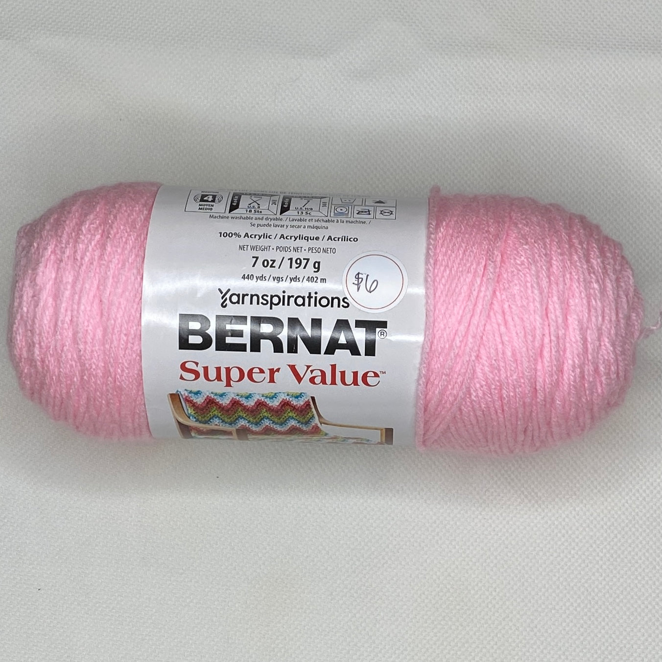 Bernat Super Value Yarn in Baby Pink: 2 Skeins