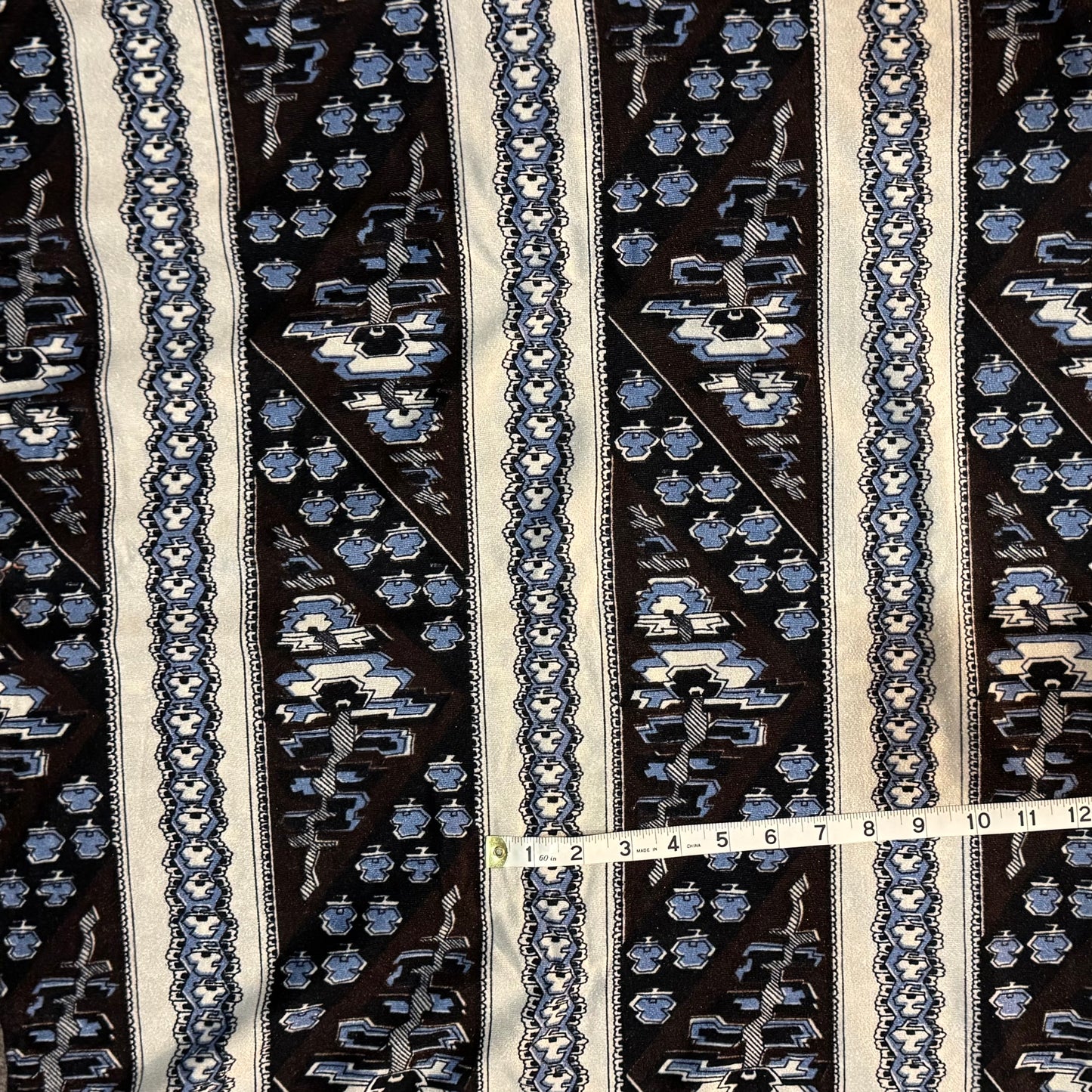 Light and Dark Blue Fancy Stripe 2-Way Stretch Knit Poly: 1 yd