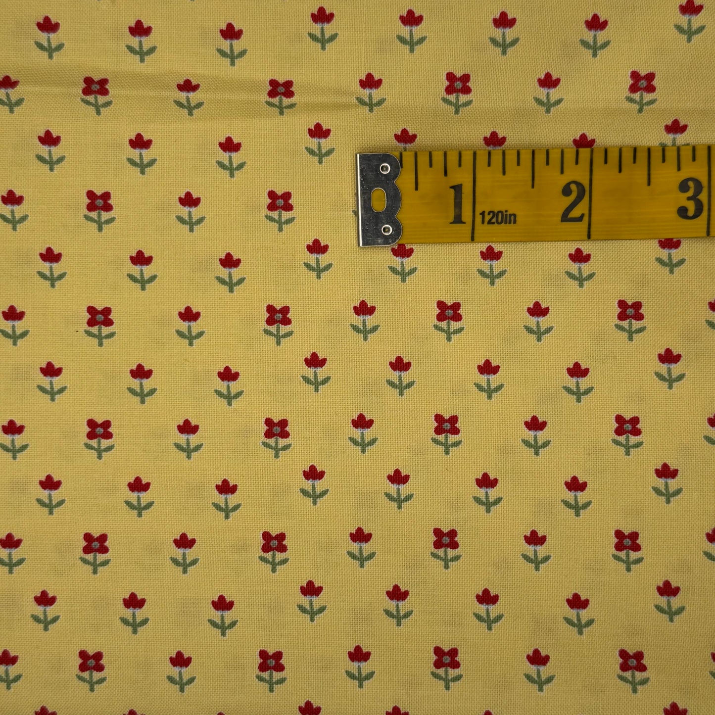 Yellow With Red Floral Cotton: 2 yds